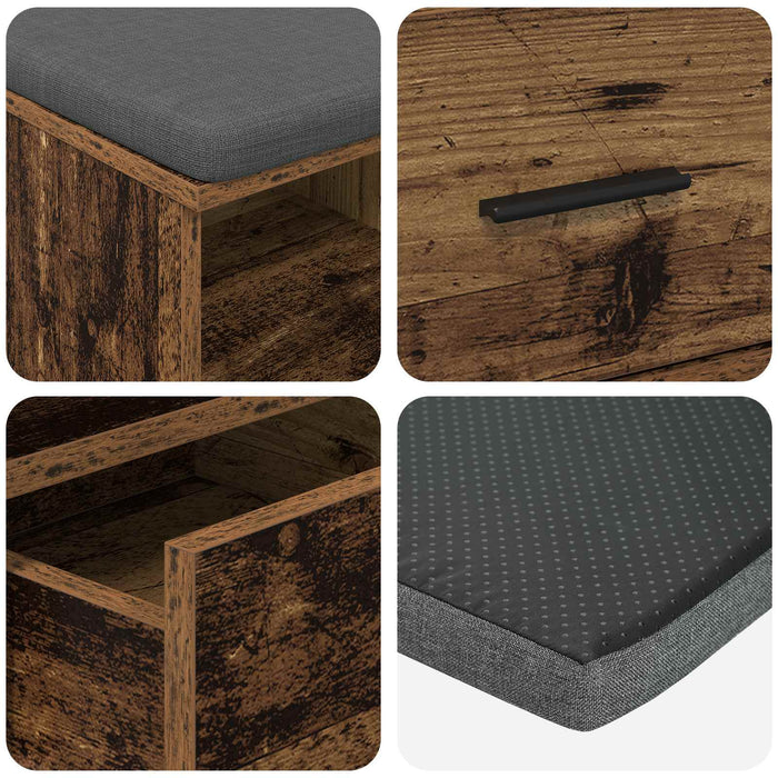 Bancă pentru hol cu pernă cu sertar Lemn vechi 80 x 38 x 46 cm - WALTI WALTI
