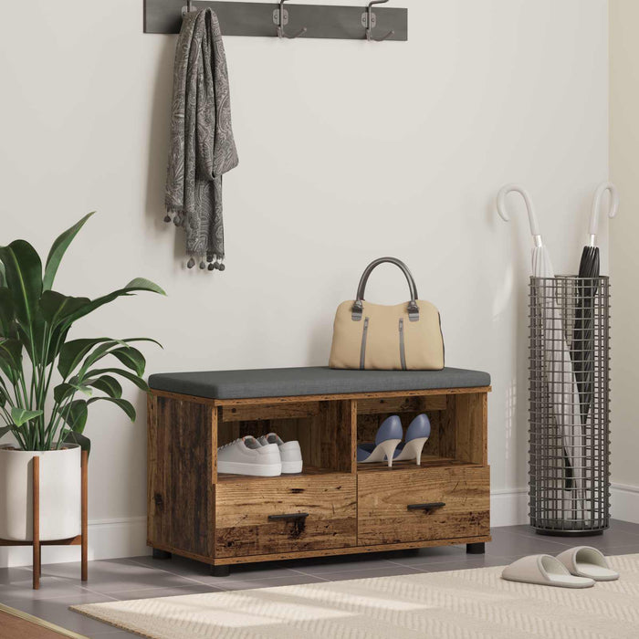 Bancă pentru hol cu pernă cu sertar Lemn vechi 80 x 38 x 46 cm - WALTI WALTI