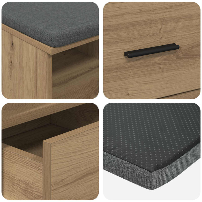 Bancă pentru hol cu pernă Stejar Artizanal 80 x 38 x 46 cm - WALTI WALTI