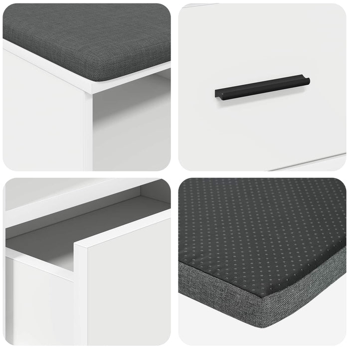 Bancă pentru hol cu pernă cu sertar Alb 100 x 38 x 46 cm - WALTI WALTI