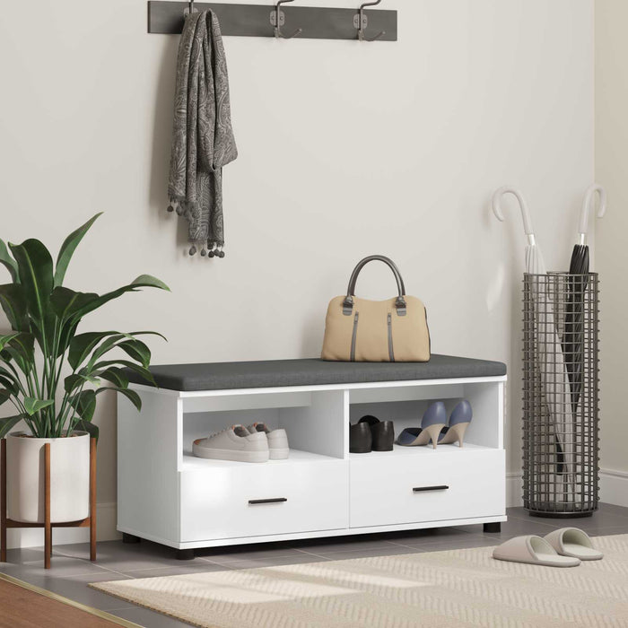 Bancă pentru hol cu pernă cu sertar Alb 100 x 38 x 46 cm - WALTI WALTI