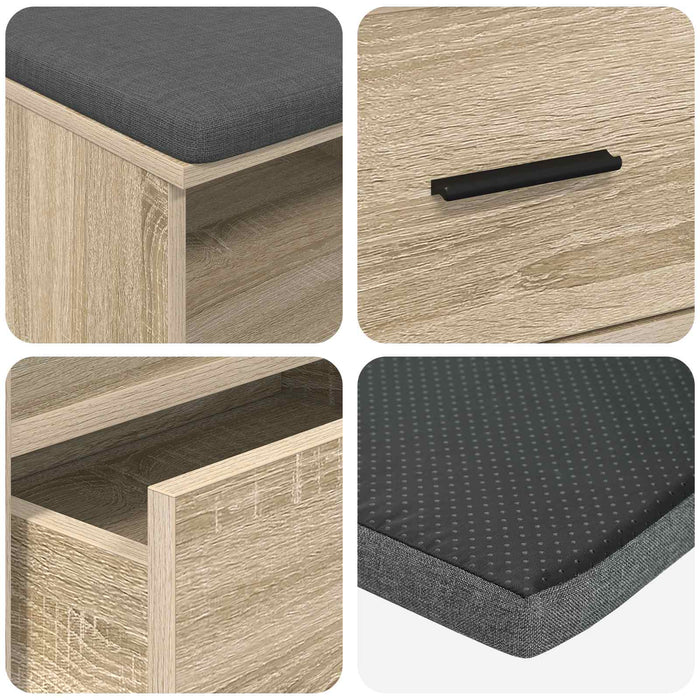Bancă pentru hol cu pernă Stejar Sonoma 100 x 38 x 46 cm - WALTI WALTI