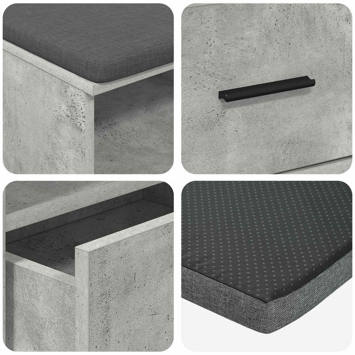 Bancă pentru hol cu pernă Gri din beton 100 x 38 x 46 cm - WALTI WALTI