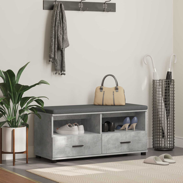 Bancă pentru hol cu pernă Gri din beton 100 x 38 x 46 cm - WALTI WALTI