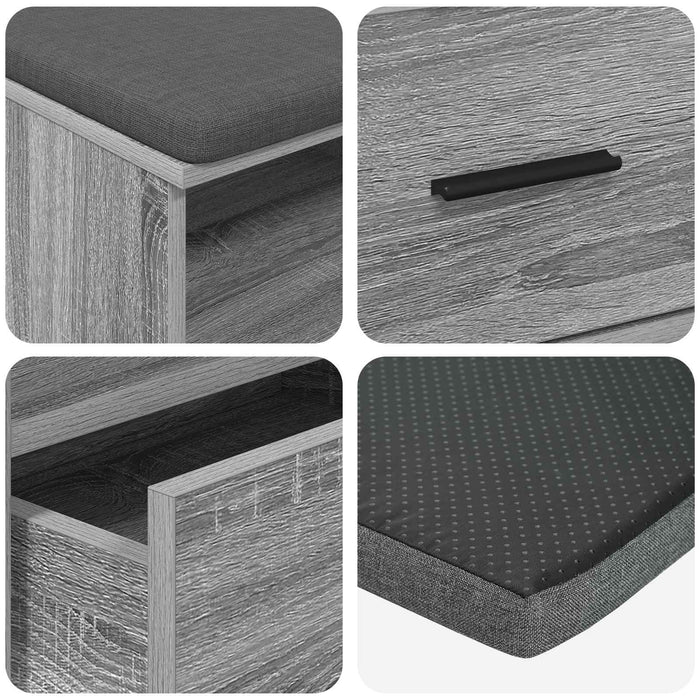 Bancă pentru hol cu pernă cu sertar Gri Sonoma 100 x 38 x 46 cm - WALTI WALTI
