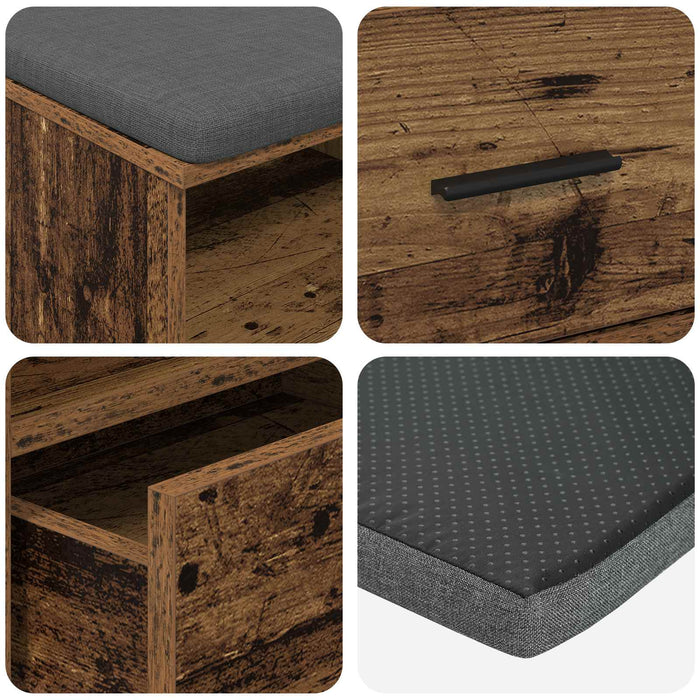 Bancă pentru hol cu pernă cu sertar Lemn vechi 100 x 38 x 46 cm - WALTI WALTI