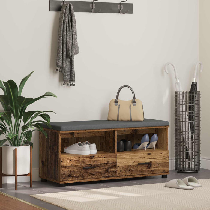 Bancă pentru hol cu pernă cu sertar Lemn vechi 100 x 38 x 46 cm - WALTI WALTI