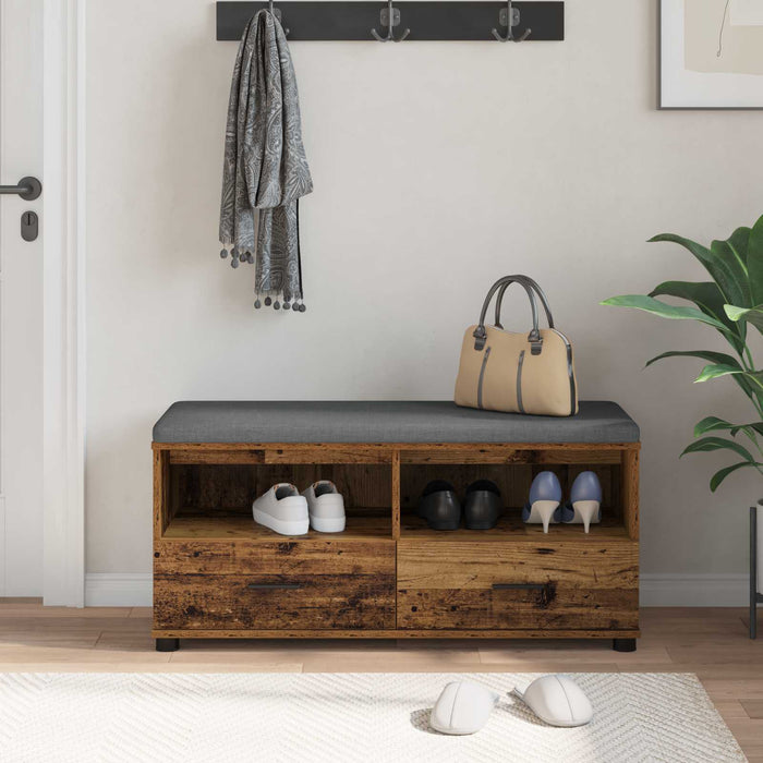 Bancă pentru hol cu pernă cu sertar Lemn vechi 100 x 38 x 46 cm - WALTI WALTI