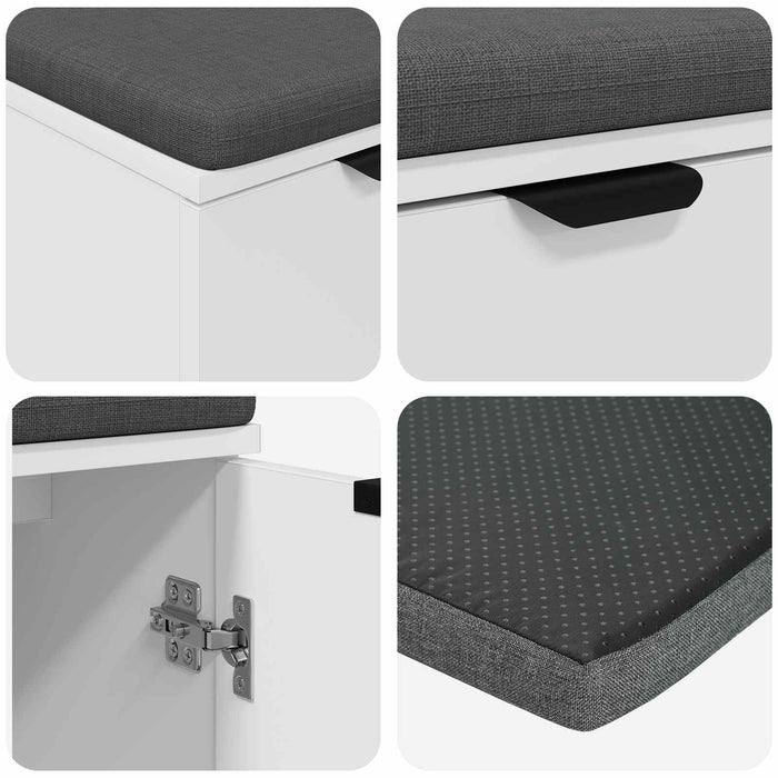 Bancă pentru hol cu pernă cu raft cu ușă Alb 60 x 38 x 46 cm WALTI