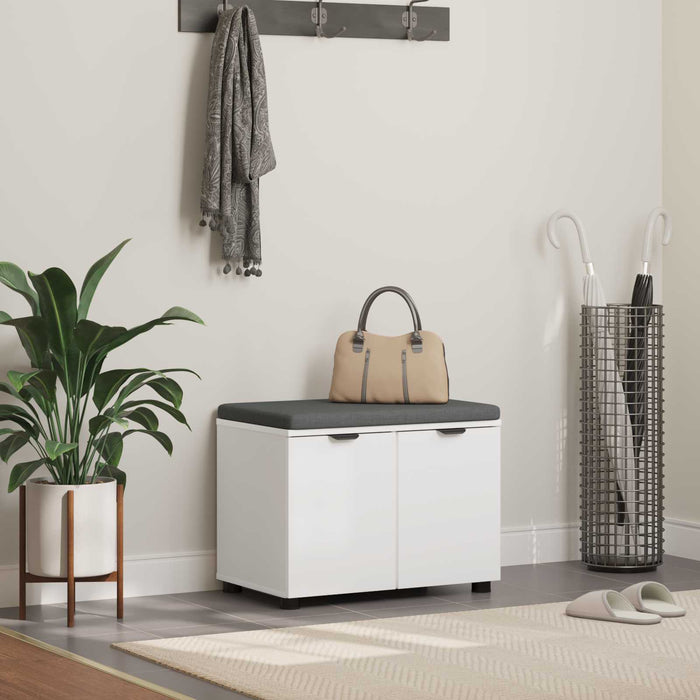 Bancă pentru hol cu pernă cu raft cu ușă Alb 60 x 38 x 46 cm WALTI