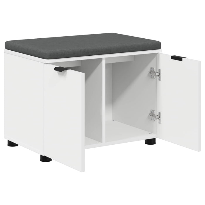 Bancă pentru hol cu pernă cu raft cu ușă Alb 60 x 38 x 46 cm WALTI