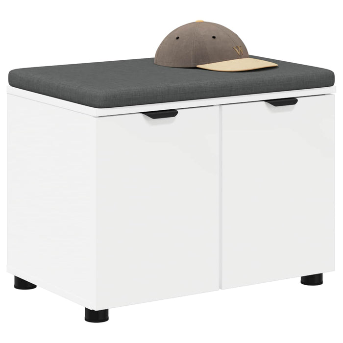 Bancă pentru hol cu pernă cu raft cu ușă Alb 60 x 38 x 46 cm WALTI