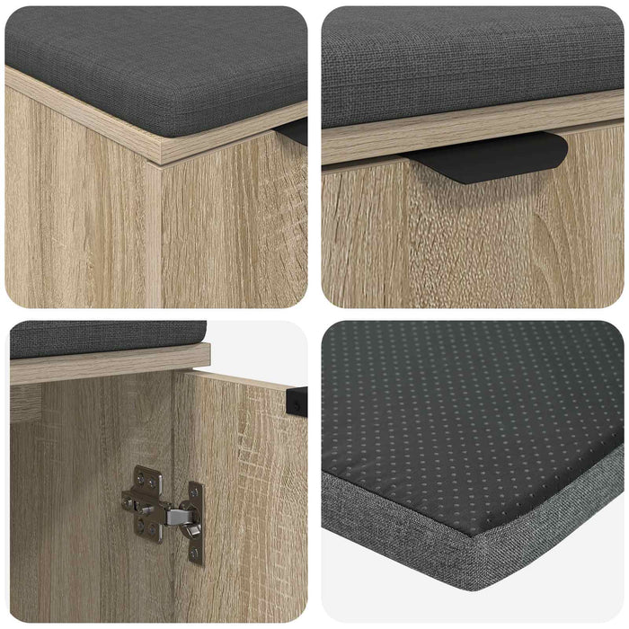 Bancă pentru hol cu pernă cu raft Stejar Sonoma 60 x 38 x 46 cm WALTI