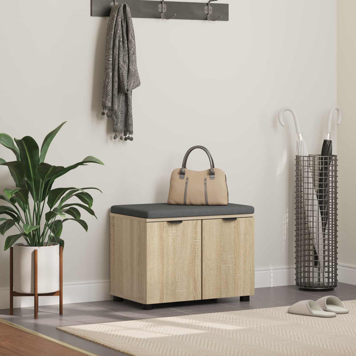 Bancă pentru hol cu pernă cu raft Stejar Sonoma 60 x 38 x 46 cm WALTI