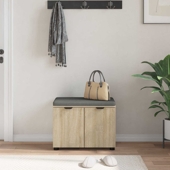 Bancă pentru hol cu pernă cu raft Stejar Sonoma 60 x 38 x 46 cm WALTI