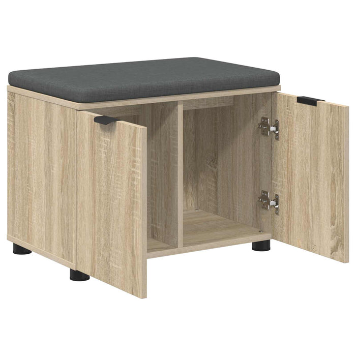 Bancă pentru hol cu pernă cu raft Stejar Sonoma 60 x 38 x 46 cm WALTI
