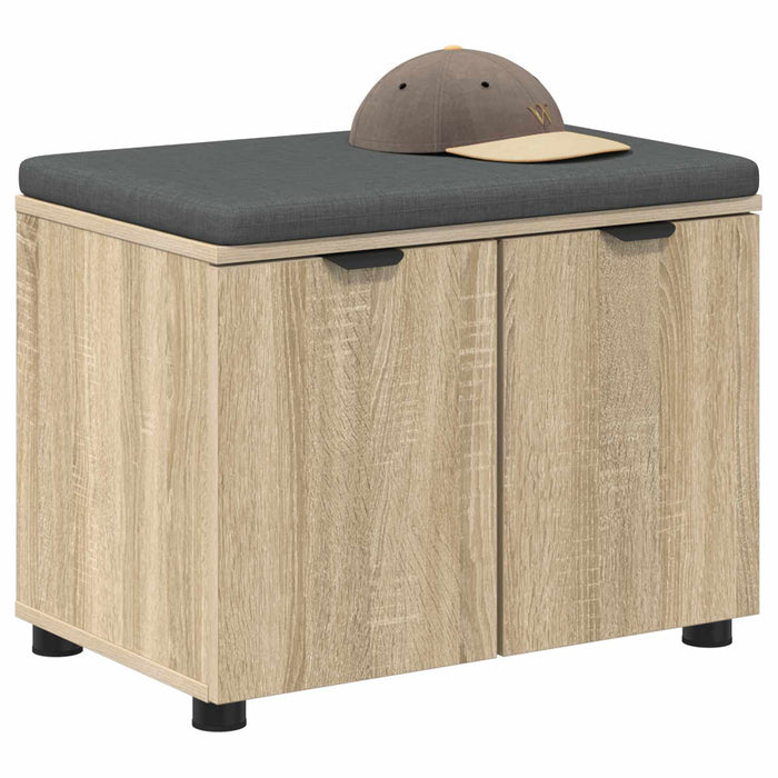 Bancă pentru hol cu pernă cu raft Stejar Sonoma 60 x 38 x 46 cm WALTI