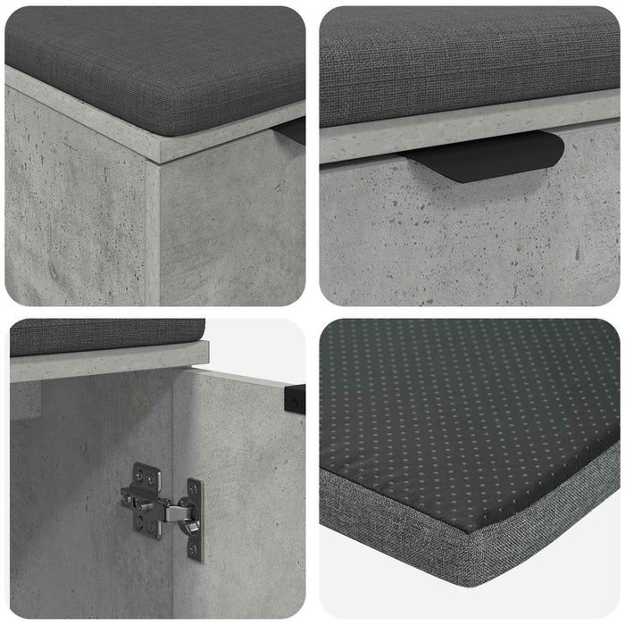 Bancă pentru hol cu pernă cu raft Gri Beton 60 x 38 x 46 cm - WALTI WALTI
