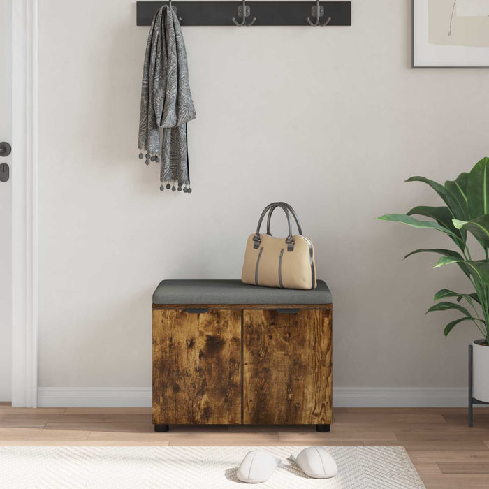 Bancă pentru hol cu pernă cu raft Stejar Afumat 60 x 38 x 46 cm - WALTI WALTI