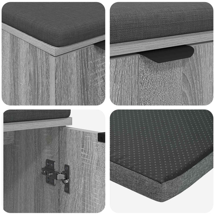 Bancă pentru hol cu pernă cu raft Sonoma gri 60 x 38 x 46 cm - WALTI WALTI