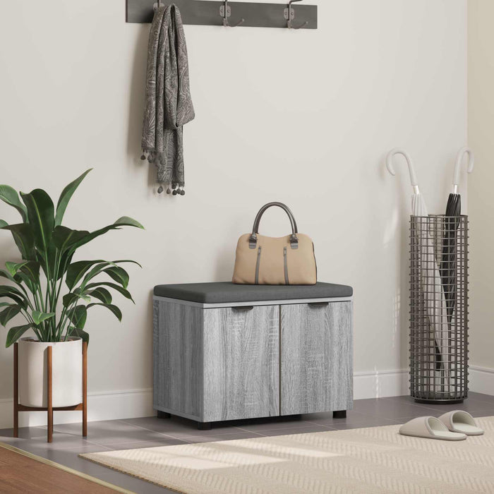 Bancă pentru hol cu pernă cu raft Sonoma gri 60 x 38 x 46 cm - WALTI WALTI