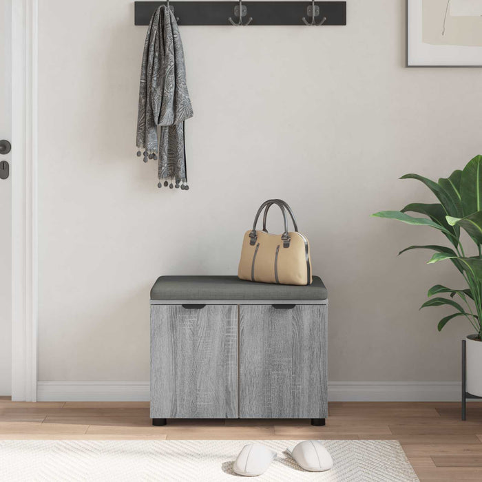 Bancă pentru hol cu pernă cu raft Sonoma gri 60 x 38 x 46 cm - WALTI WALTI