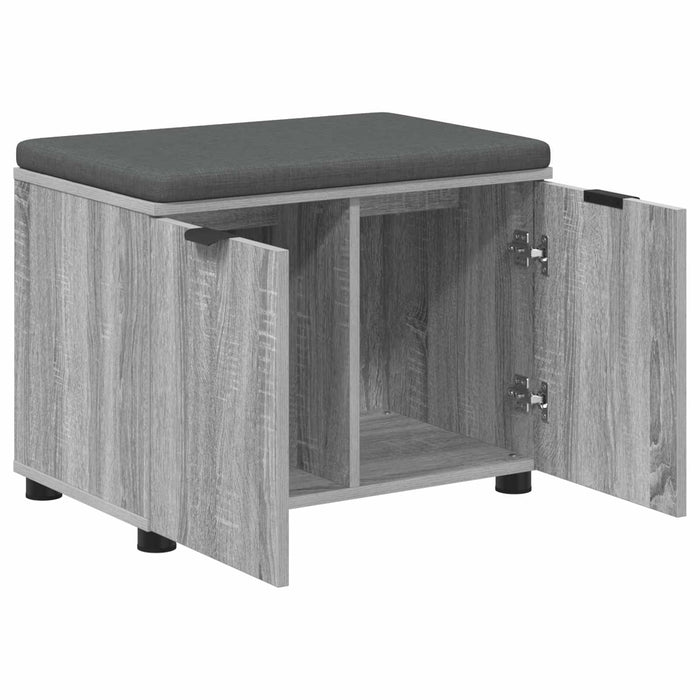 Bancă pentru hol cu pernă cu raft Sonoma gri 60 x 38 x 46 cm - WALTI WALTI
