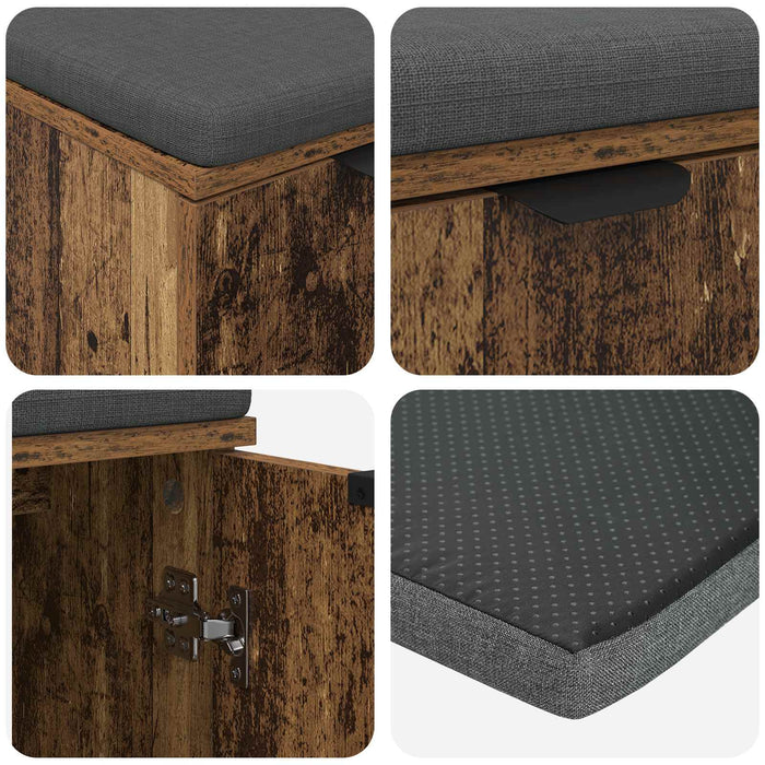 Bancă pentru hol cu pernă cu raft Lemn vechi 60 x 38 x 46 cm - WALTI WALTI