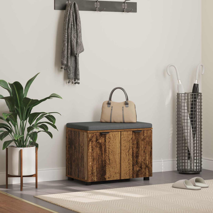 Bancă pentru hol cu pernă cu raft Lemn vechi 60 x 38 x 46 cm - WALTI WALTI
