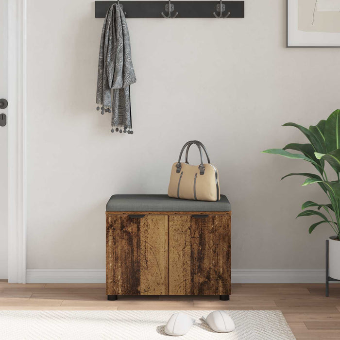 Bancă pentru hol cu pernă cu raft Lemn vechi 60 x 38 x 46 cm - WALTI WALTI