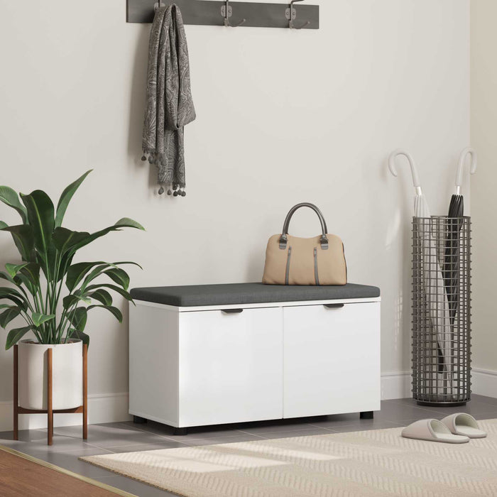 Bancă pentru hol cu pernă cu raft cu ușă Alb 80 x 38 x 46 cm - WALTI WALTI