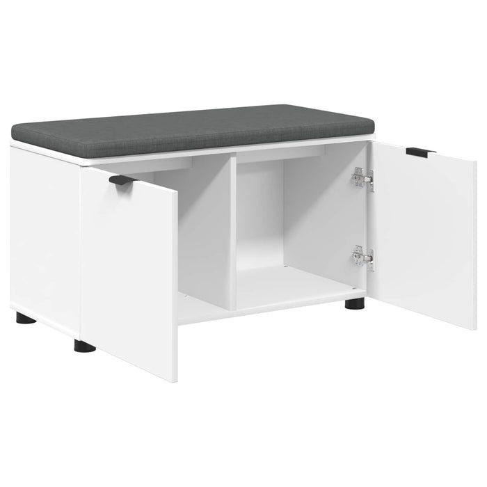 Bancă pentru hol cu pernă cu raft cu ușă Alb 80 x 38 x 46 cm - WALTI WALTI