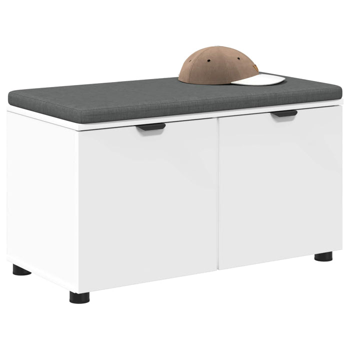 Bancă pentru hol cu pernă cu raft cu ușă Alb 80 x 38 x 46 cm - WALTI WALTI