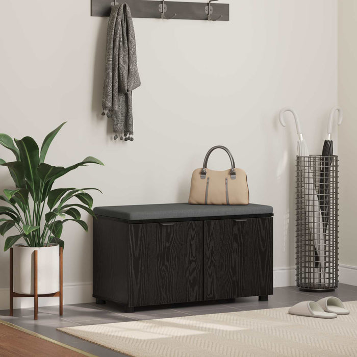 Bancă pentru hol cu pernă cu raft Stejar Negru 80 x 38 x 46 cm - WALTI WALTI