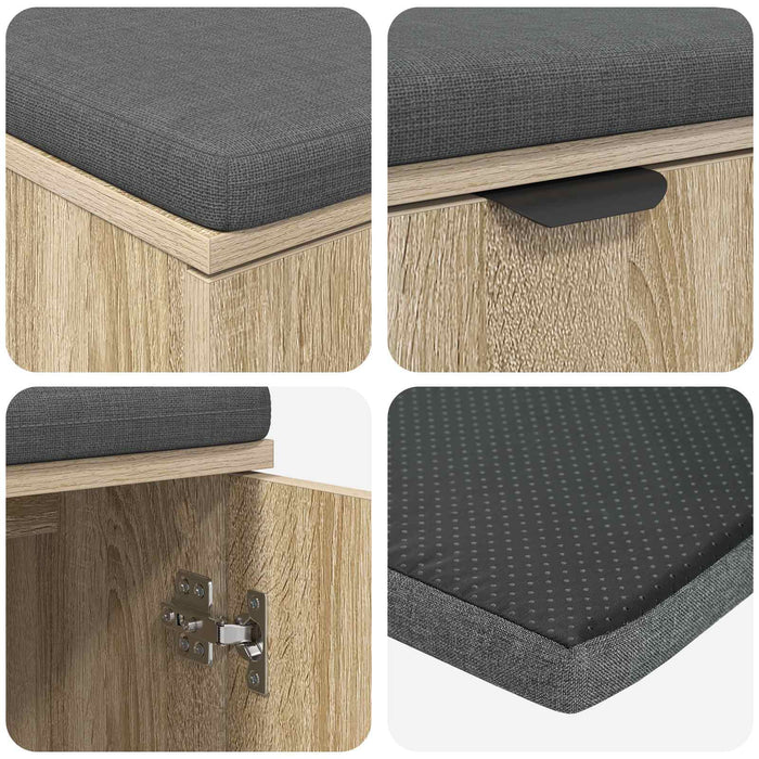 Bancă pentru hol cu pernă cu raft Stejar Sonoma 80 x 38 x 46 cm WALTI