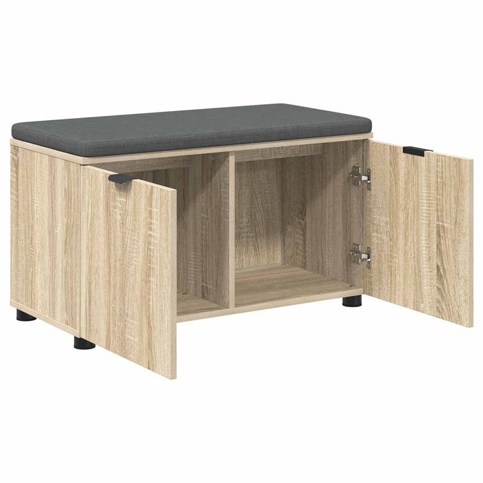 Bancă pentru hol cu pernă cu raft Stejar Sonoma 80 x 38 x 46 cm WALTI