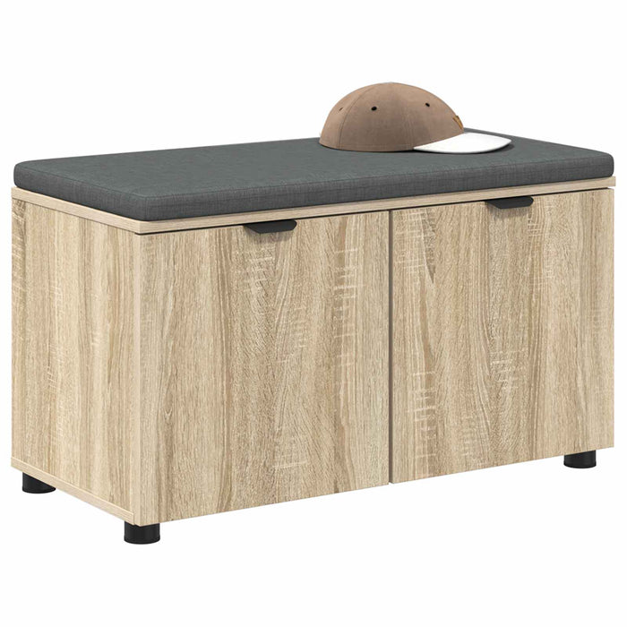 Bancă pentru hol cu pernă cu raft Stejar Sonoma 80 x 38 x 46 cm WALTI
