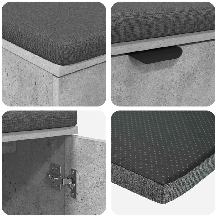 Bancă pentru hol cu pernă cu raft Gri Beton 80 x 38 x 46 cm - WALTI WALTI