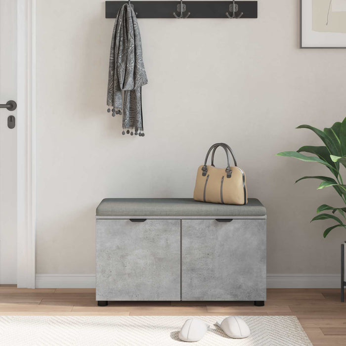 Bancă pentru hol cu pernă cu raft Gri Beton 80 x 38 x 46 cm - WALTI WALTI