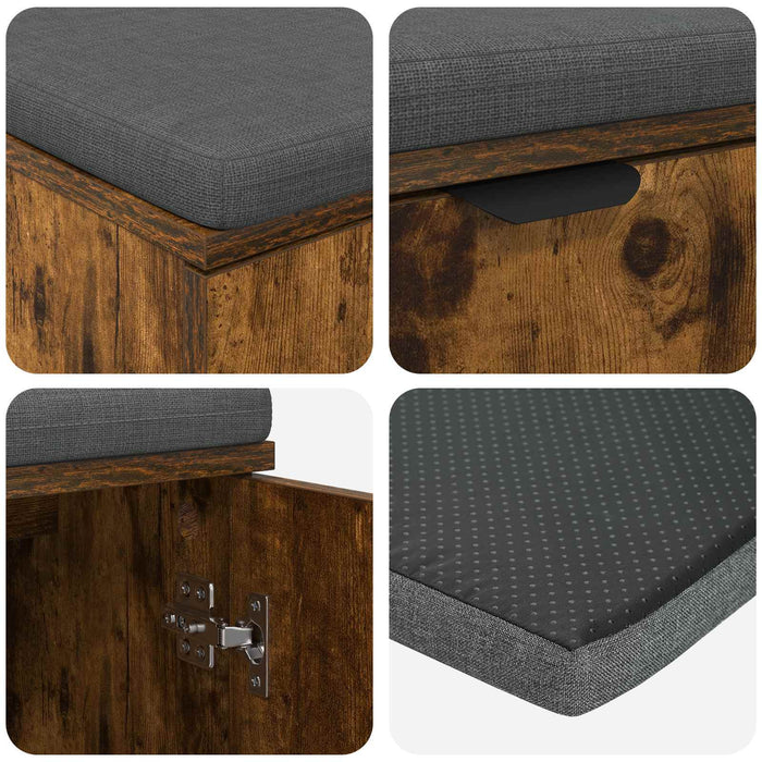 Bancă pentru hol cu pernă cu raft Stejar Afumat 80 x 38 x 46 cm - WALTI WALTI