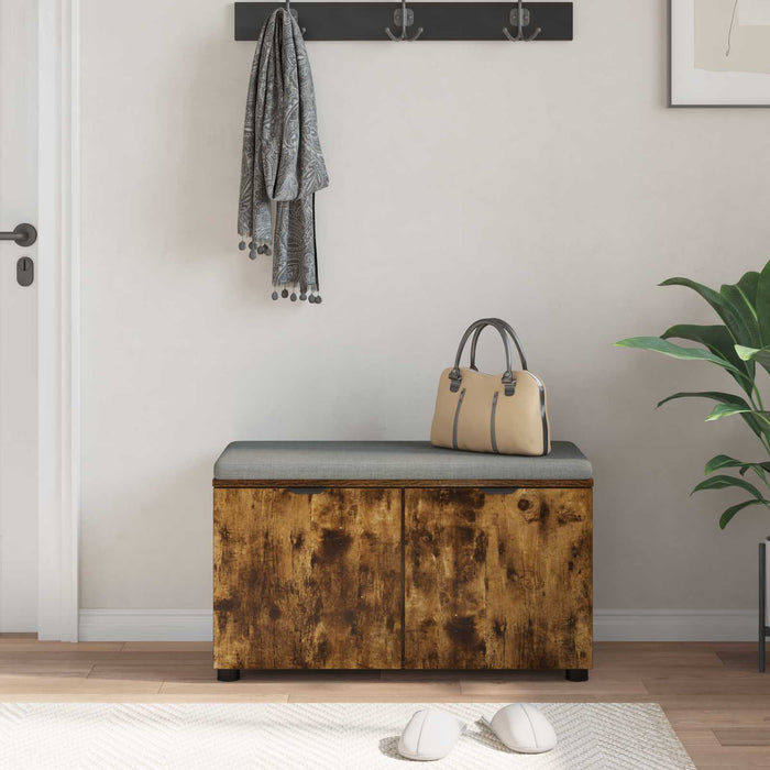 Bancă pentru hol cu pernă cu raft Stejar Afumat 80 x 38 x 46 cm - WALTI WALTI