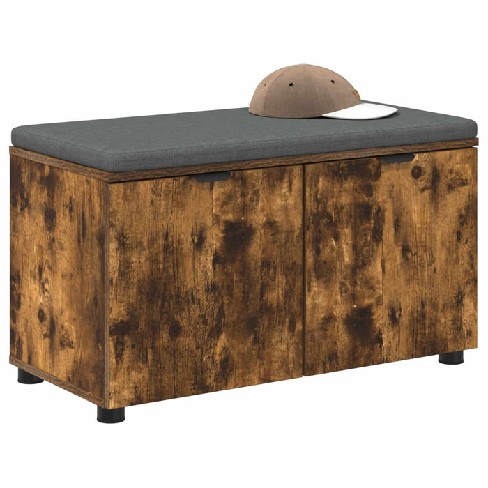 Bancă pentru hol cu pernă cu raft Stejar Afumat 80 x 38 x 46 cm - WALTI WALTI
