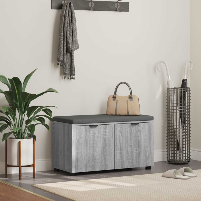 Bancă pentru hol cu pernă cu raft Sonoma gri 80 x 38 x 46 cm - WALTI WALTI