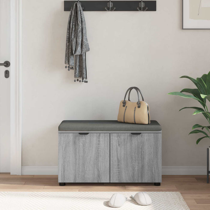Bancă pentru hol cu pernă cu raft Sonoma gri 80 x 38 x 46 cm - WALTI WALTI