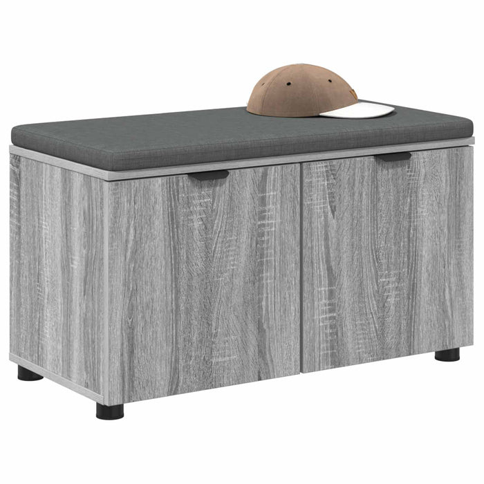 Bancă pentru hol cu pernă cu raft Sonoma gri 80 x 38 x 46 cm - WALTI WALTI