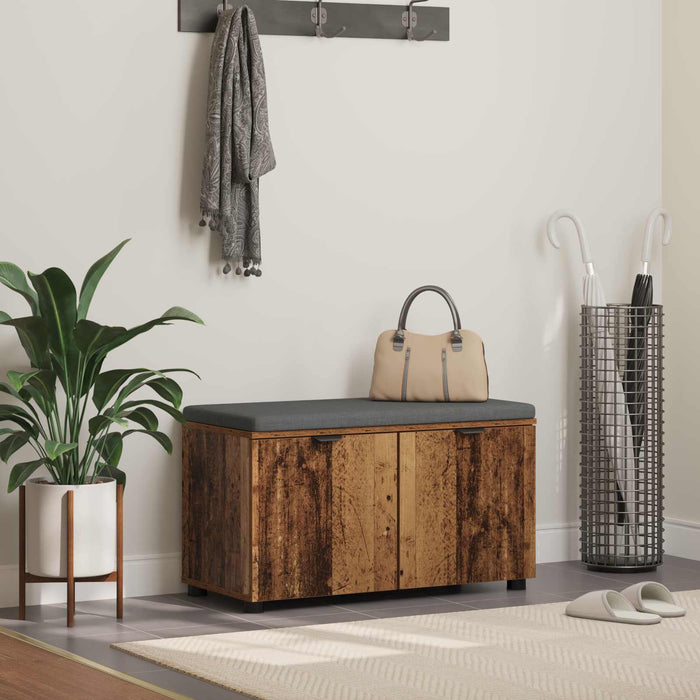 Bancă pentru hol cu pernă cu raft Lemn vechi 80 x 38 x 46 cm - WALTI WALTI