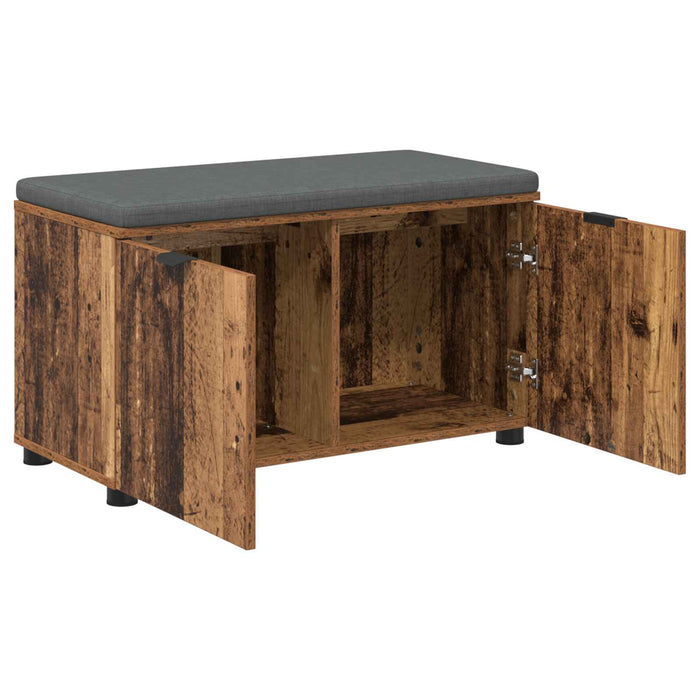 Bancă pentru hol cu pernă cu raft Lemn vechi 80 x 38 x 46 cm - WALTI WALTI