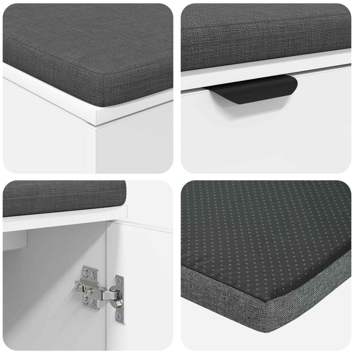 Bancă pentru hol cu pernă cu raft cu ușă Alb 100 x 38 x 46 cm WALTI