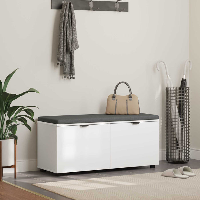 Bancă pentru hol cu pernă cu raft cu ușă Alb 100 x 38 x 46 cm WALTI