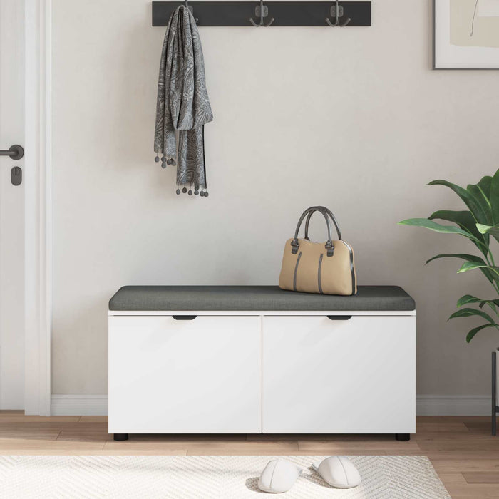Bancă pentru hol cu pernă cu raft cu ușă Alb 100 x 38 x 46 cm WALTI